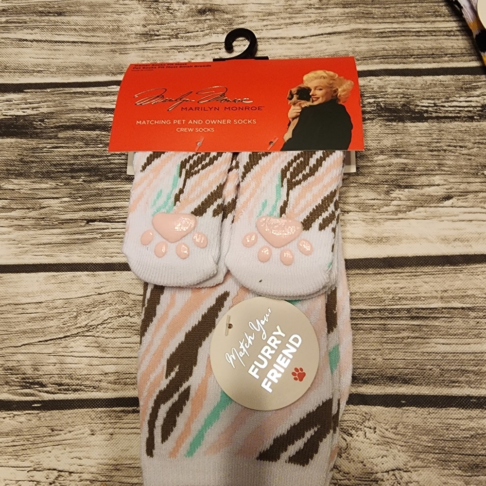 Matching Pet and Owner Socks OSFM, pet socks fit small breeds.
